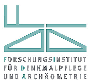 graphisches Element, Logotyp mit der Beschriftung Forschungsinstitut für Denkmalpflege und Archäometrie, Kooperationspartner des ISKD