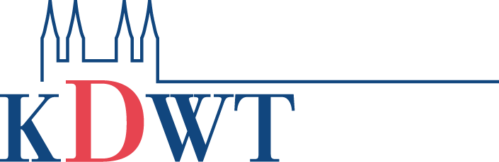 graphisches Element, Logotype mit der Beschriftung KDWT,Kompetenzzentrum Denkmalwissenschaften und Denkmaltechnologien der Otto-Friedrich-Universität Bamberg, Koopertaionspartner des ISKD